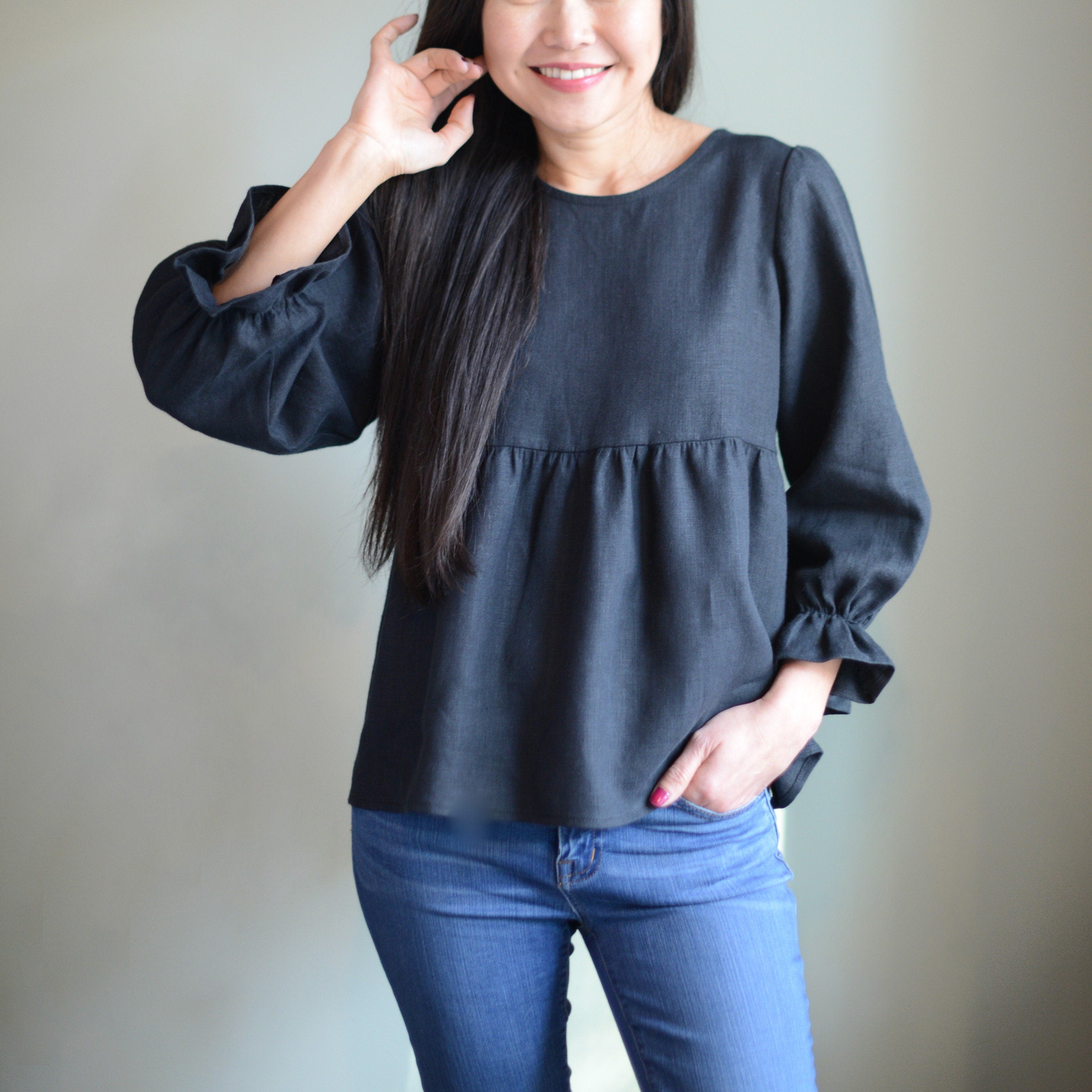 Linen Puff Sleeve Blouse – Tippi Studio Linen Puff Sleeve Blouse – Tippi Studio