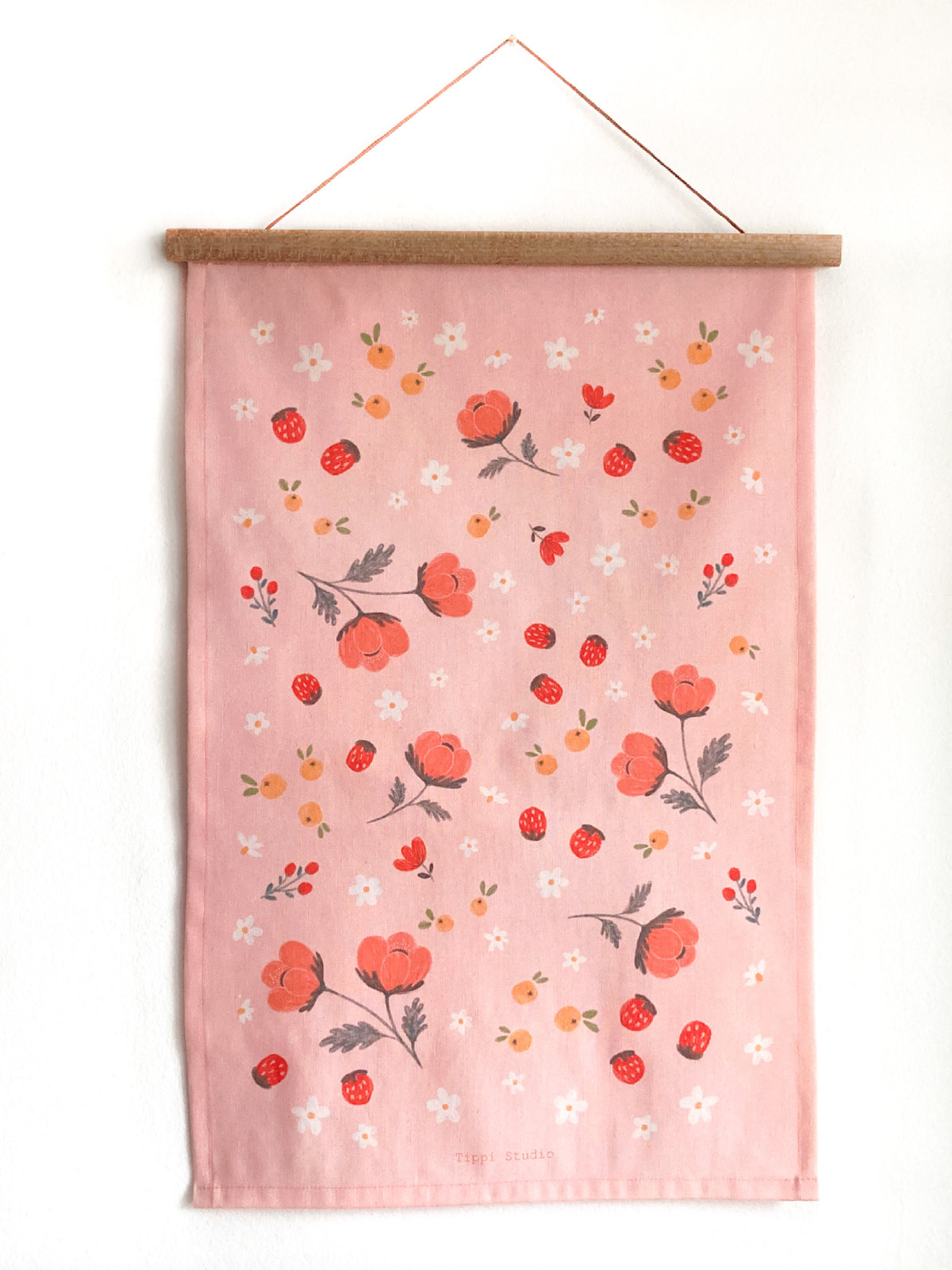 Pink Floral Tea Towel