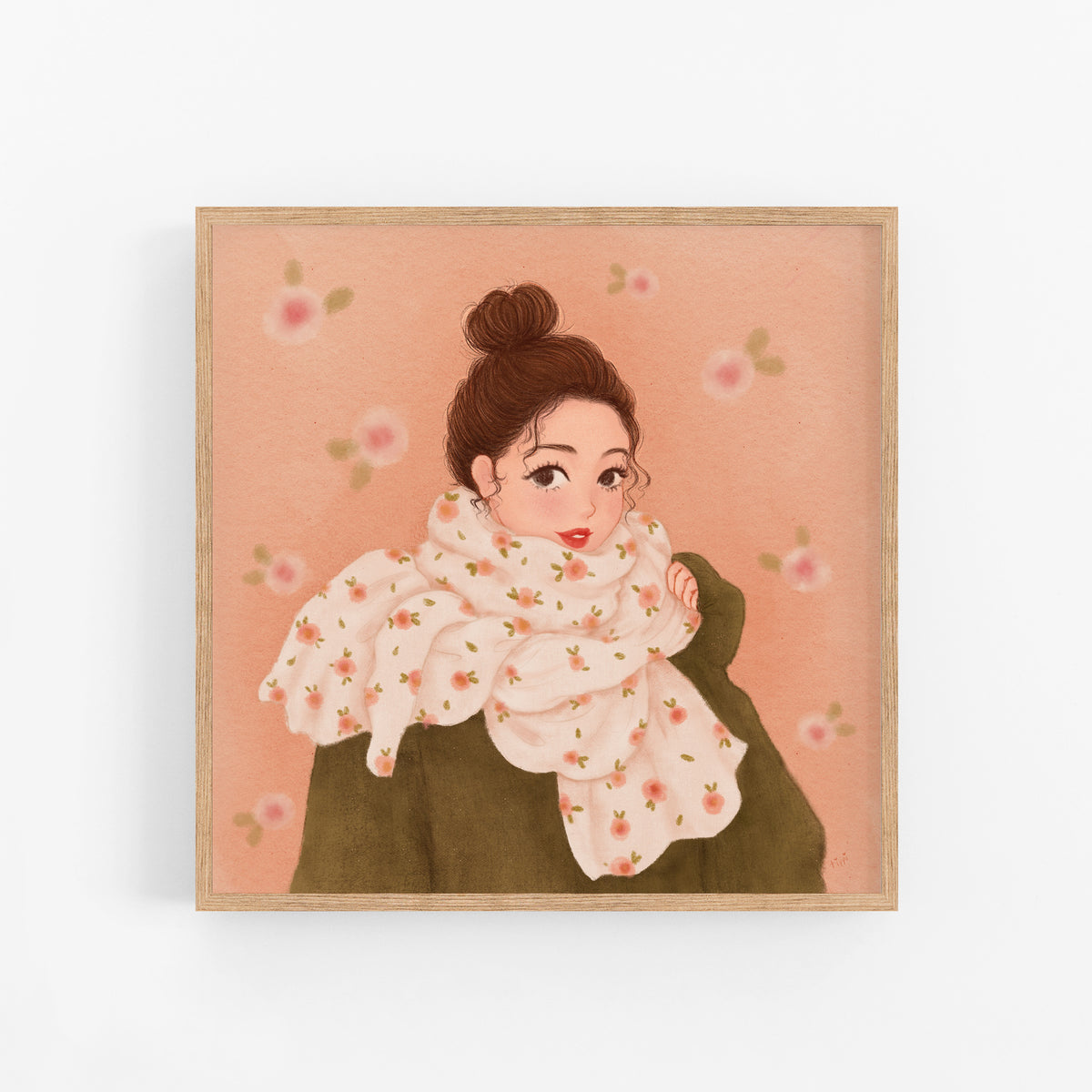 Girl with Floral Scarf, Giclée Art Print